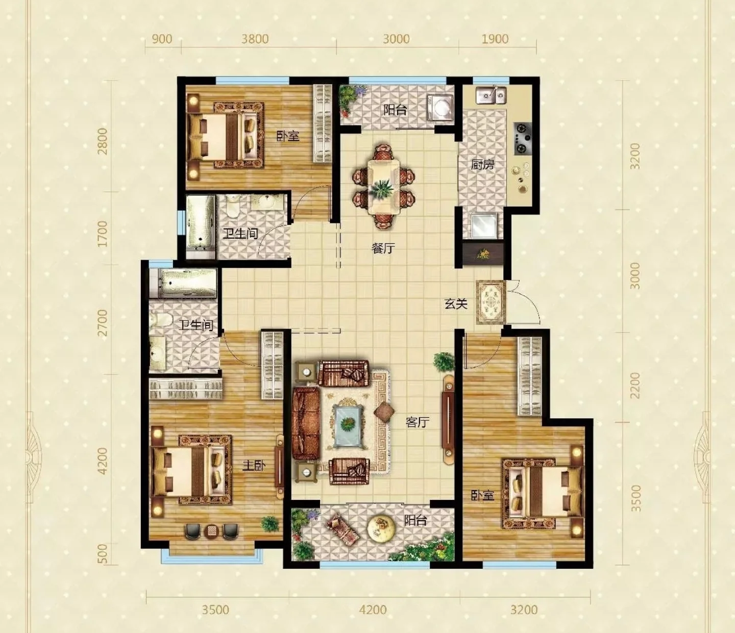 房屋平面图展示了客厅、厨房、餐厅和卧室等房间的布局和特色。家具如椅子、桌子、花盆、花瓶、碗和杯子等装饰品点缀其间，使空间更加温馨。平面图设计简洁明了，便于理解房间的布局和组织。关键字:房屋平面图 客厅 厨房 餐厅 卧室 家具 装饰品
