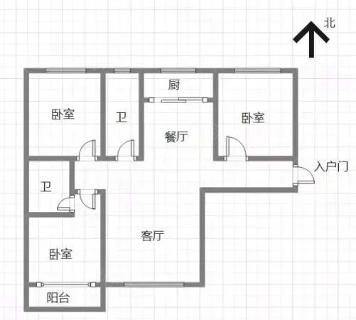 标准住宅平面布局图，包含卧室、客厅、厨房、阳台等基本功能区，空间结构清晰。