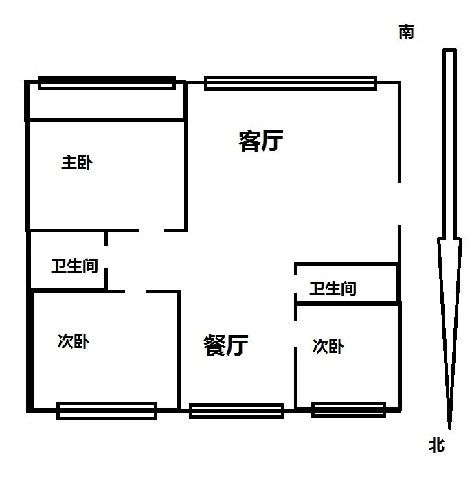 标准户型结构图，包含主卧、客厅、厨房、卫生间和餐厅等功能分区，空间布局清晰。